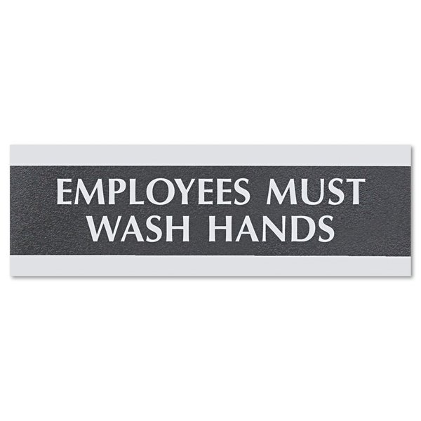 Headline Sign Century Series Office Sign, Employees Must Wash Hands, 9 x 3 4782